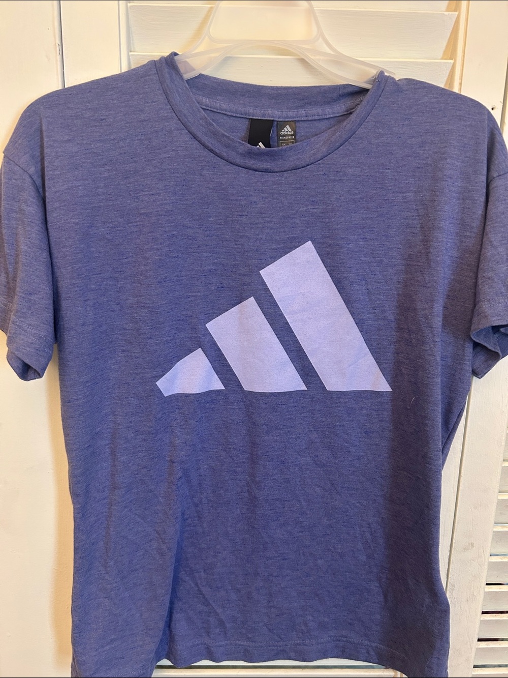 adidas Heather Blue Short Sleeve Tee with White Logo
